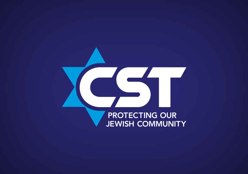 Community Security Trust logo. Beneath the letters CST is says 'Protecting our Jewish Community'